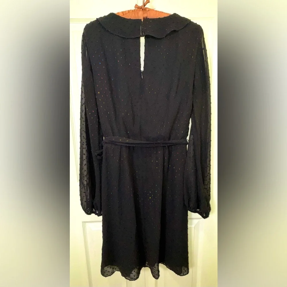Julia Jordan Black Swiss Dot Faux Wrap Dress – Size 10 – NWOT